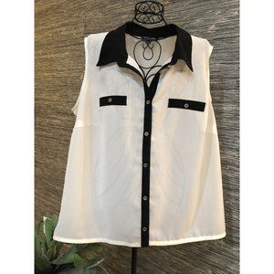 Plus Moda Black And White Sleeveless Top 3X